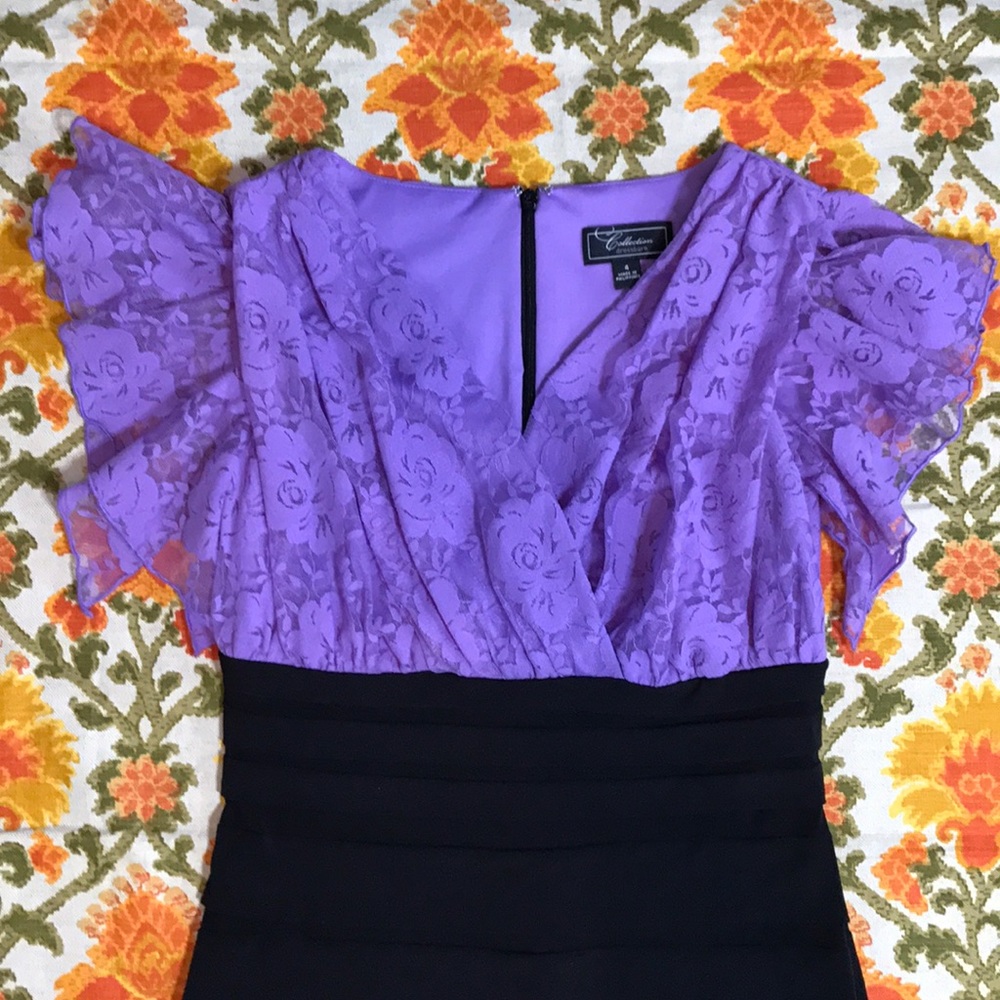 Dressbarn Lilac Lace Bodice Dress Size 4 - Picture 3 of 14